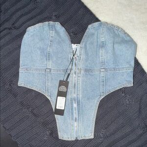 Fashion Nova Light Blue Denim Corset Top
